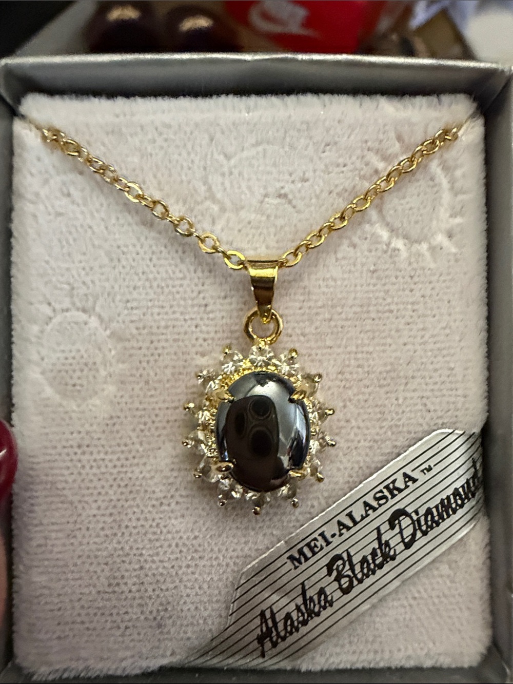 Black Diamond Gold-Tone Sunburst Pendant Necklace